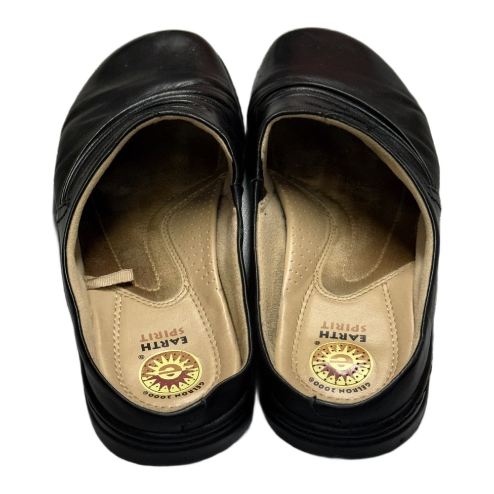 Earth Spirit Ellie Black Leather Ruched Clogs Mules Size 11 - Picture 4 of 9